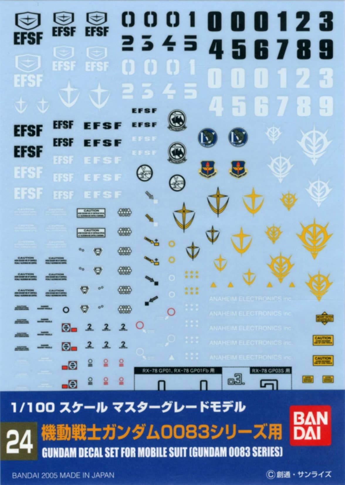 GD-24 Gundam 0083 MG Series Decal