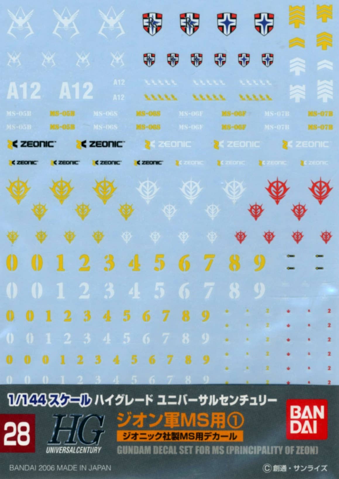 GD-28 HGUC Zeon MS #1 Decal