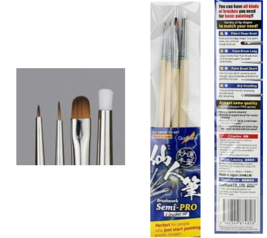 GodHand- Brushwork Semi- PRO 4 brushes set