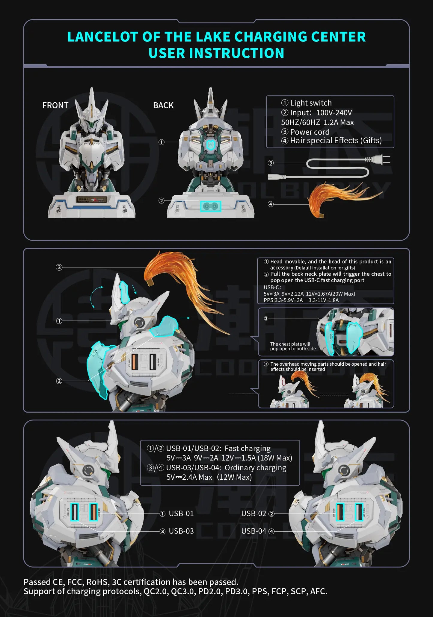 Mecha Action Figures Charging Center Series 1. Lancelot of the Lake 32W
