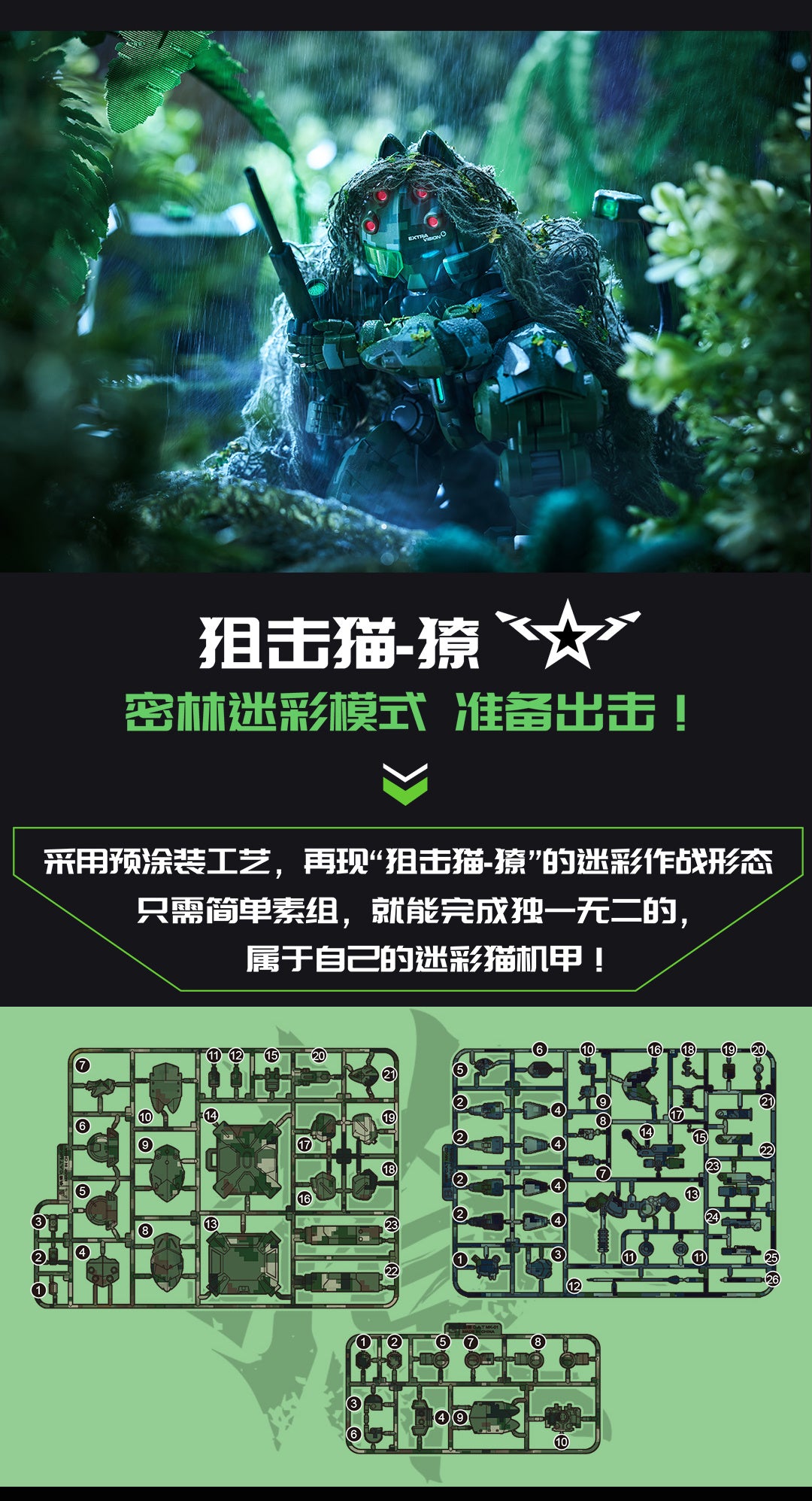 1/60 XIAOT x IRON ROARS Super-Maneuver Armored Walker C.A.T-02 Ryo Jungle Camouflage Limited Edition